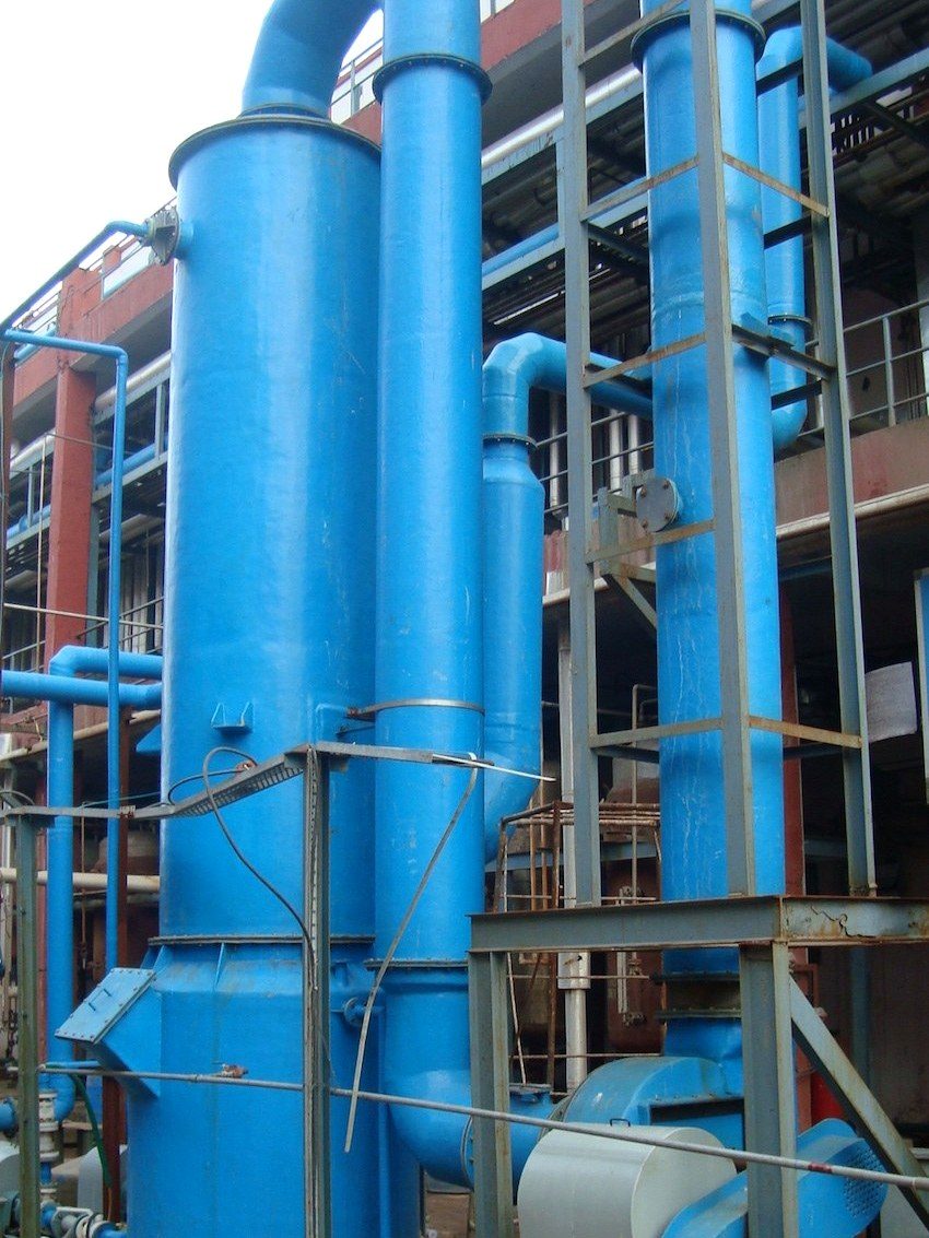 Packed bed scrubber train installed at a process plant